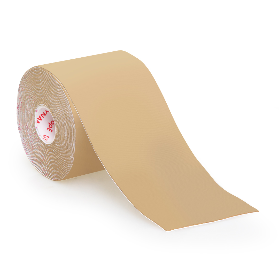 Dynamic Tape Powerband Tan – beigefarbene Rolle ohne Tattoo, 7,5 cm × 5 m